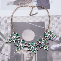 Exaggerated Flower Alloy Inlay Rhinestones Women's Earrings Necklace sku image 4