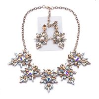 Exaggerated Flower Alloy Inlay Rhinestones Women's Earrings Necklace sku image 7