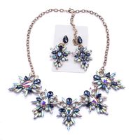 Exaggerated Flower Alloy Inlay Rhinestones Women's Earrings Necklace sku image 9