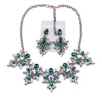 Exaggerated Flower Alloy Inlay Rhinestones Women's Earrings Necklace sku image 8