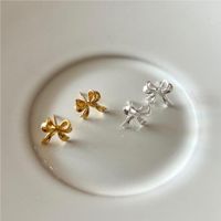 1 Pair Simple Style Bow Knot Plating Sterling Silver Gold Plated Ear Studs main image 1