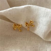 1 Pair Simple Style Bow Knot Plating Sterling Silver Gold Plated Ear Studs main image 5