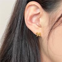 1 Pair Simple Style Bow Knot Plating Sterling Silver Gold Plated Ear Studs main image 2