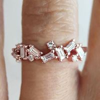 Simple Style Square Copper Inlay Zircon Rings sku image 12