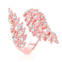 Simple Style Leaves Copper Inlay Zircon Rings main image 5