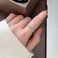 Retro Cross Sterling Silver Plating Inlay Artificial Diamond Open Ring main image 4