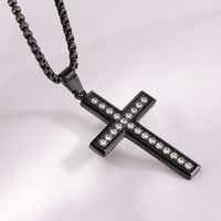 Style Simple Traverser Acier Au Titane Incruster Strass Hommes Pendentif main image 3