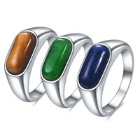 Retro Oval Titanium Steel Natural Stone Rings In Bulk main image 1