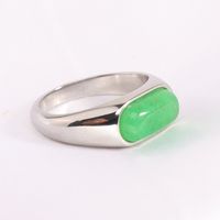 Retro Oval Titanium Steel Natural Stone Rings In Bulk main image 5