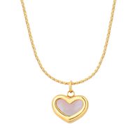 Casual Glam Modern Style Animal Heart Shape Stainless Steel Plating Inlay Shell Zircon Gold Plated Layered Necklaces Pendant Necklace sku image 1