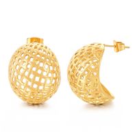 1 Pair Modern Style C Shape Plating Stainless Steel 18K Gold Plated Ear Studs main image 8