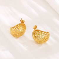 1 Paire Style Moderne Forme C Placage Acier Inoxydable Plaqué Or 18K Boucles D'Oreilles main image 6