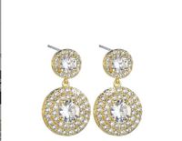 1 Pair Modern Style Round Plating Inlay Copper Zircon Gold Plated Drop Earrings sku image 2