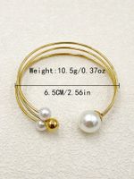Classic Style Commute Pearl 304 Stainless Steel 14K Gold Plated Pearl Cuff Bracelets In Bulk main image 2