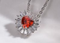 Sweet Heart Shape Stainless Steel Copper Inlay Zircon Pendant Necklace sku image 9