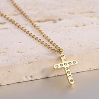 Punk Cool Style Cross Stainless Steel Titanium Steel Inlay Artificial Diamond Pendant Necklace main image 5