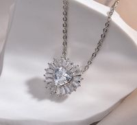 Sweet Heart Shape Stainless Steel Copper Inlay Zircon Pendant Necklace sku image 14