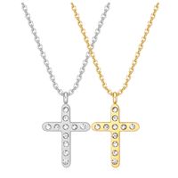 Punk Cool Style Cross Stainless Steel Titanium Steel Inlay Artificial Diamond Pendant Necklace main image 4
