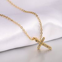 Punk Cool Style Cross Stainless Steel Titanium Steel Inlay Artificial Diamond Pendant Necklace main image 2