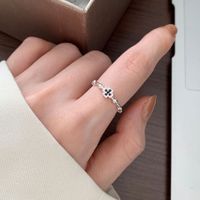 Retro Kreuzen Sterling Silber Überzug Inlay Künstlicher Diamant Offener Ring sku image 2