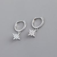 1 Pair Ig Style Casual Star Plating Inlay Sterling Silver Zircon Drop Earrings sku image 1