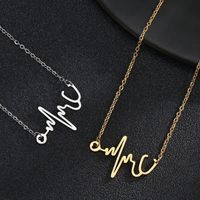 Elegant Lady Electrocardiogram Stainless Steel Pendant Necklace main image 6