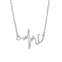 Elegant Lady Electrocardiogram Stainless Steel Pendant Necklace sku image 1