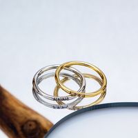 Einlege Zirkon Ringe Aus Titanium Stahl Im Einfachen Stil main image 5