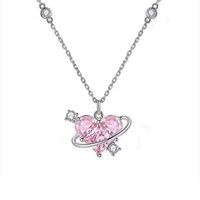 Elegant Sweet Heart Shape Butterfly Bow Knot Artificial Crystal Alloy Plating Inlay Zircon Women's Pendant Necklace main image 4