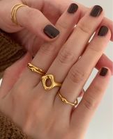 Simple Style Solid Color Stainless Steel Gold Plated Rings In Bulk main image 3