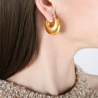 1 Paire Style Simple Couleur Unie Placage Acier Au Titane Plaqué Or 18k Des Boucles D'oreilles main image 4