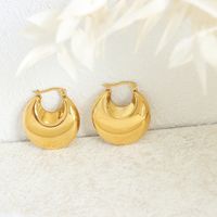 1 Paire Style Simple Couleur Unie Placage Acier Au Titane Plaqué Or 18k Des Boucles D'oreilles main image 9