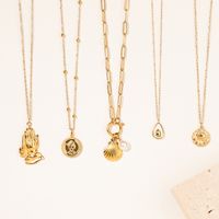 Elegant Simple Style Eye Stainless Steel Plating Inlay Zircon Gold Plated Pendant Necklace main image 3