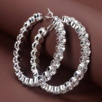 1 Pair Streetwear Solid Color Inlay Ferroalloy Zircon Hoop Earrings main image 1