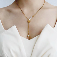 Modern Style Streetwear Geometric Stainless Steel Imitation Pearl Plating Gold Plated Pendant Necklace main image 1
