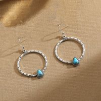 1 Pair Retro Classic Style Oval Water Droplets Tassel Enamel Inlay Alloy Turquoise Resin Earrings sku image 4
