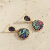 1 Pair Vintage Style Leaf Water Droplets Enamel Inlay Alloy Natural Stone Shell Drop Earrings sku image 5