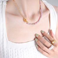 Elegant Baroque Style Color Block Freshwater Pearl Titanium Steel Beaded Plating 18k Gold Plated Necklace main image 3