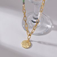 304 Stainless Steel 18K Gold Plated IG Style Casual Beaded Plating Inlay Eye Artificial Pearls Natural Stone Pendant Necklace main image 3