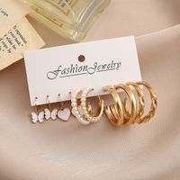 1 Set Casual Modern Style Heart Shape Butterfly Plating Inlay Alloy Pearl Hoop Earrings Drop Earrings main image 3