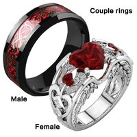 Casual Simple Style Heart Shape Metal Plating Inlay Artificial Gemstones Couple Rings main image 2