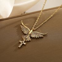 Classic Style Streetwear Cross Copper Plating Inlay Zircon 18k Gold Plated Pendant Necklace main image 2