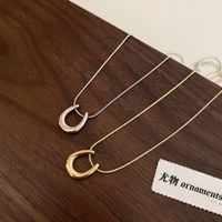 Einfacher Stil U-form Titan Stahl Vergoldet Halskette Mit Anhänger In Masse main image 3