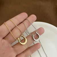 Einfacher Stil U-form Titan Stahl Vergoldet Halskette Mit Anhänger In Masse main image 6