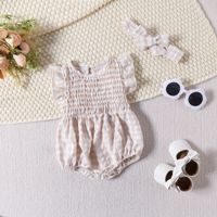 Casual Solid Color Printing Cotton Blend Polyester Baby Rompers sku image 6