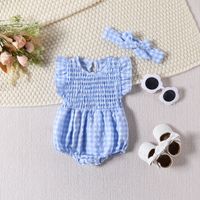 Casual Solid Color Printing Cotton Blend Polyester Baby Rompers sku image 2