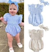 Casual Solid Color Printing Cotton Blend Polyester Baby Rompers main image 1