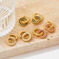 1 Pair Classic Style Geometric Plating Inlay 304 Stainless Steel Artificial Gemstones 16K Gold Plated White Gold Plated Gold Plated Earrings main image 4