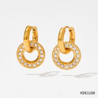 1 Pair Classic Style Geometric Plating Inlay 304 Stainless Steel Artificial Gemstones 16K Gold Plated White Gold Plated Gold Plated Earrings sku image 5