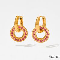 1 Pair Classic Style Geometric Plating Inlay 304 Stainless Steel Artificial Gemstones 16K Gold Plated White Gold Plated Gold Plated Earrings sku image 1